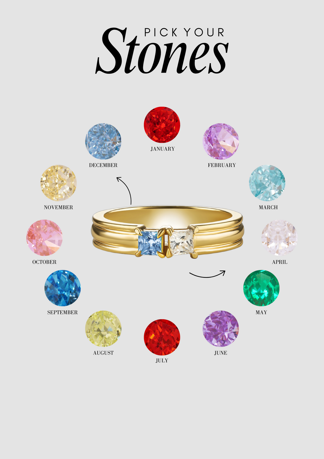 The "You & Me" Alara Birth Month Ring Set