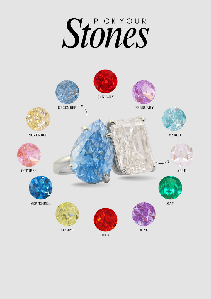 The "You & Me" Alara Birth Month Ring Set