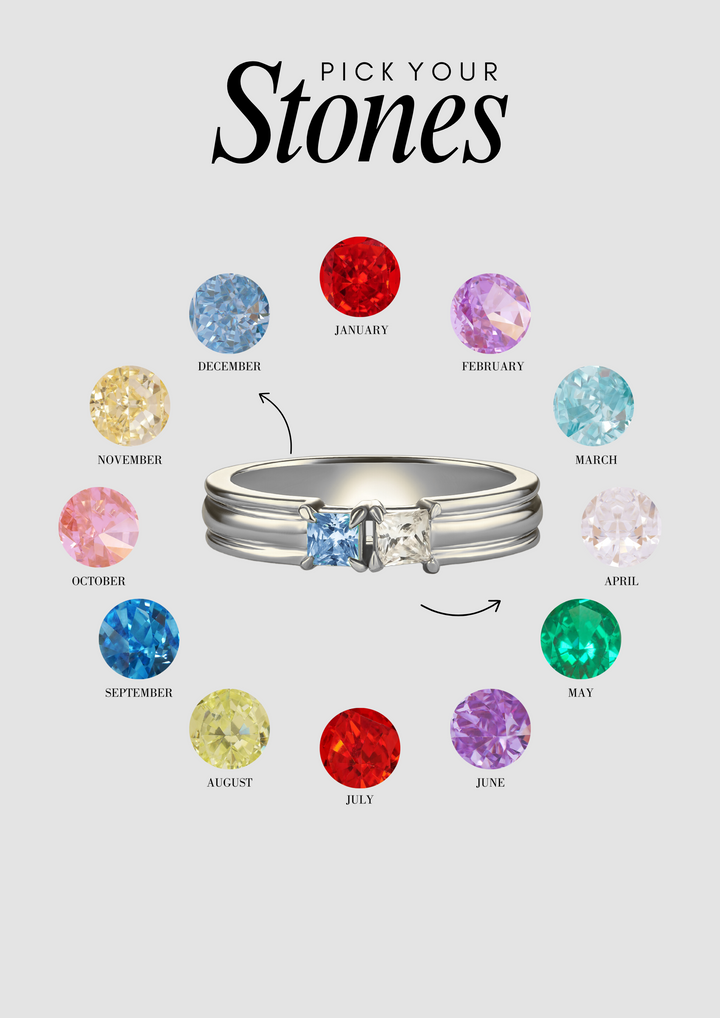 The "You & Me" Alara Birth Month Ring Set