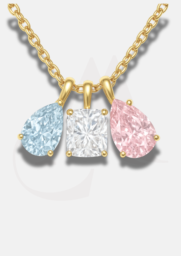 YOU & ME THREE BIRTHSTONE NECKLACE