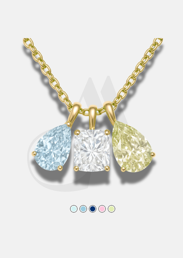 YOU & ME THREE BIRTHSTONE NECKLACE